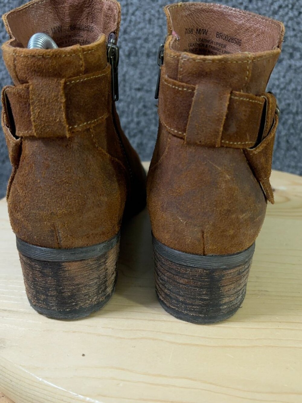 Born Morocco Boots Womens Size 7 Brown Distressed Suede Block Heel Ankle Booties - Picture 4 of 9